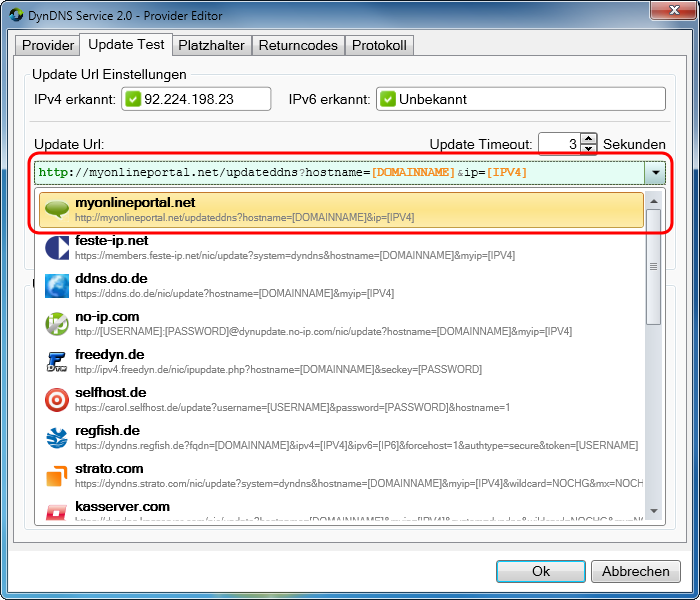 DynDNS Service Update Test